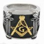 Sunshine cylinder Gold compass and bow Master Mason masonic ring MBLR0009