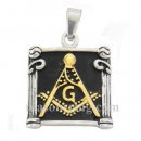 blue house Master Masons Pillar with gold color comapss and square masonic pendant MP0009