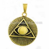 Gold plating sunshine triangle all seeing eye mosonic pendant black background MP0014