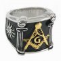 Sunshine cylinder Gold compass and bow Master Mason masonic ring MBLR0009