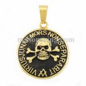 gold plating cross bone power forward death never separate willy G skull mosonic pendant black background MP0013