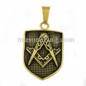 Gold plating shield shape Knights Templar mosonic pendant black background MP0011